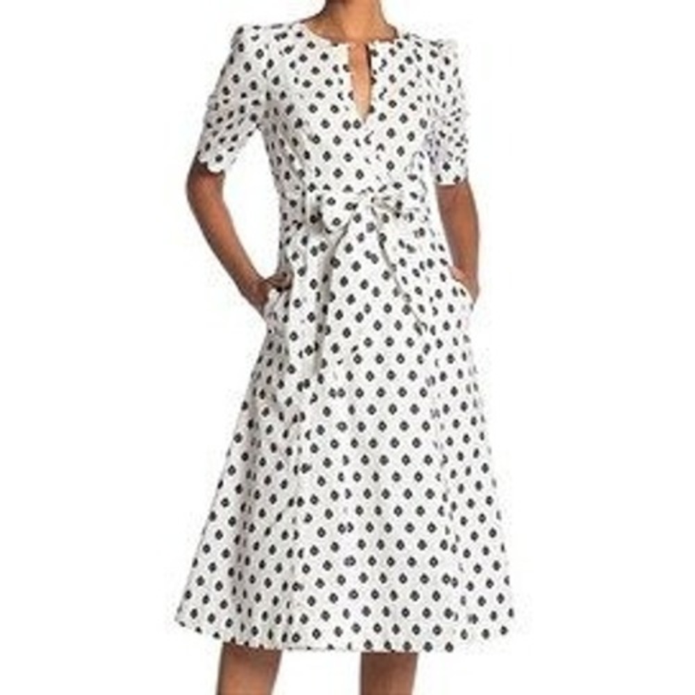 Diane von Furstenberg DVF Cotton Midi Wrap Dress Large White Blue Print